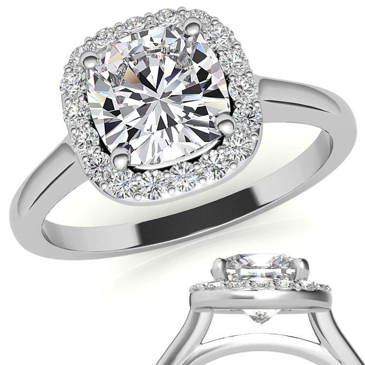 Cushion Halo Moissanite Engagement Ring