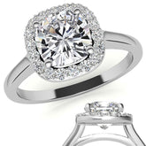 Cushion Halo Moissanite Engagement Ring