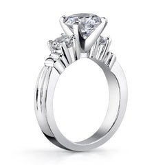 Round Brilliant Moissanite 3-Stone Engagement Ring Setting, 0.66ct