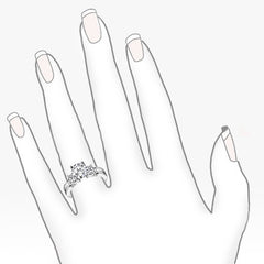 Round Brilliant Moissanite 3-Stone Engagement Ring Setting, 0.66ct