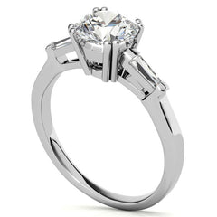 Round with Tapered Baguette Moissanite Engagement Ring