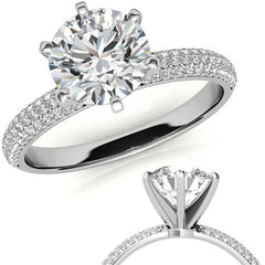 Round Brilliant Moissanite Pave Engagement Ring