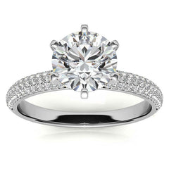 Round Brilliant Moissanite Pave Engagement Ring