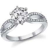 Moissanite & Diamond Pave Split Shank Engagement Ring