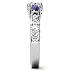 Round & Pear Sapphire Antique Moissanite Engagement Ring