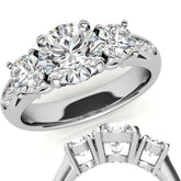 Three-Stone Flush Fit Style Moissanite Engagement Ring