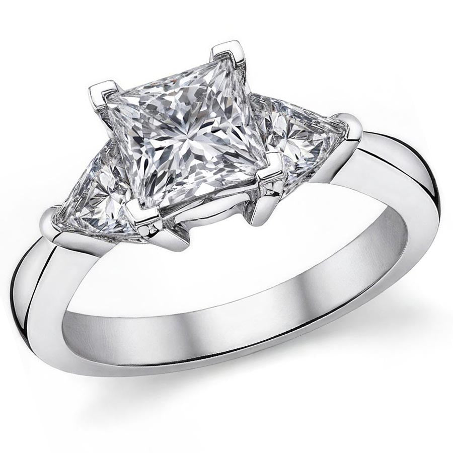 5mm Triangle Moissanite Engagement Setting Set, .9ct