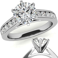 Round Brilliant Moissanite Cathedral Channel Engagement Ring, 0.60ct