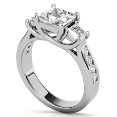 Three-Stone Princess cut Moissanite Engagement Ring