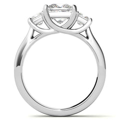 Three-Stone Princess cut Moissanite Engagement Ring