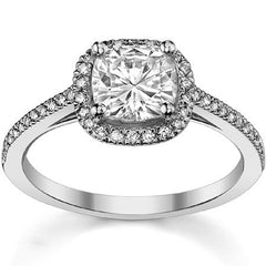 Cushion Petite Halo Style Moissanite Engagement Ring