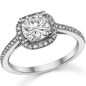 Cushion Petite Halo Style Moissanite Engagement Ring
