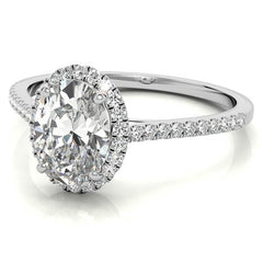 Oval Petite Halo Moissanite Engagement Ring