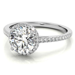 Round Petite Halo Moissanite Engagement Ring