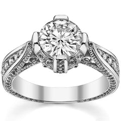 Round Antique Reproduction Moissanite Engagement Ring