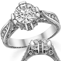 Round Antique Reproduction Moissanite Engagement Ring