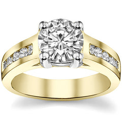 Round Wide Band Moissanite Engagement Ring