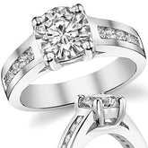 Round Wide Band Moissanite Engagement Ring