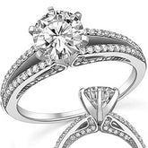 Moissanite & Diamond Engagement Split Shank Ring, 0.34ct