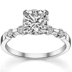 Round Brilliant Moissanite Bar Style Engagement Ring, 0.24ct