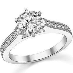 Round Brilliant Moissanite Petite Cathedral Engagement Ring, 0.21ct