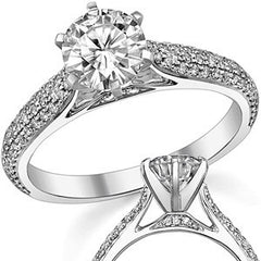 Moissanite & Diamond Pave Cathedral Engagement Ring, 0.38ct