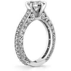 Round Antique Moissanite Engagement Ring, 0.46ct
