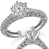 Round Antique Moissanite Engagement Ring, 0.46ct