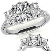 Three-Stone Oval Trellis Moissanite Engagement Ring