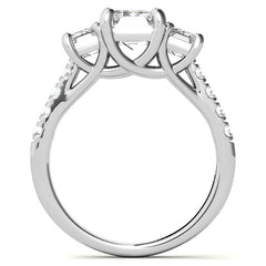 Three-Stone Radiant/Emerald Trellis Moissanite Engagement Ring