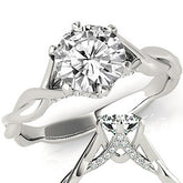 Round Brilliant Moissanite 6 Prong Twisted Engagement Ring