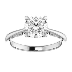 Round Surprise Stone Solitaire with Scroll Accents