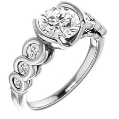 Round Semi-Bezel Moissanite Engagement Ring