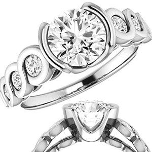 Round Semi-Bezel Moissanite Engagement Ring