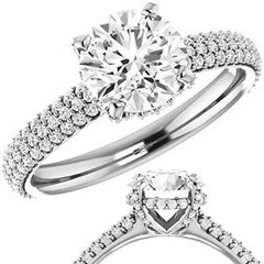 Round Pave Style Moissanite Engagement Ring