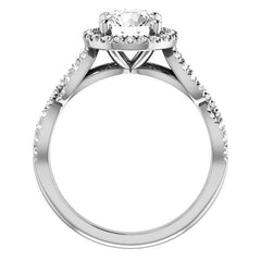 Round Brilliant Moissanite Halo Engagement Ring with Twisted Band