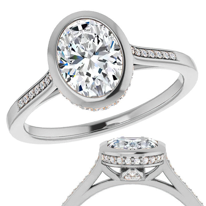 Oval Moissanite Petite Bezel Engagement Ring