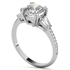 Cushion Moissanite & Diamond Baguette Engagement Ring