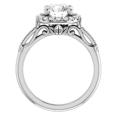 Round Split Shank Halo Moissanite Engagement Ring