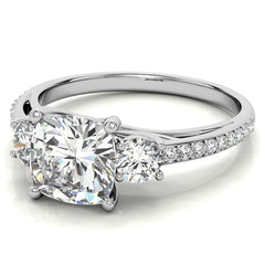Cushion Moissanite Three-Stone Engagement Ring
