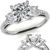 Cushion Moissanite Three-Stone Engagement Ring