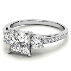 Princess cut Moissanite 3-Stone Engagement Ring