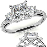 Princess cut Moissanite 3-Stone Engagement Ring