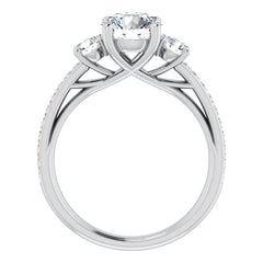 Round Three-Stone Moissanite Engagement Ring