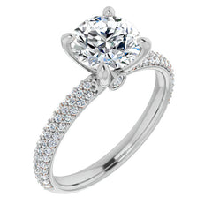 Round Pave Moissanite Engagement Ring