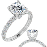 Round Pave Moissanite Engagement Ring
