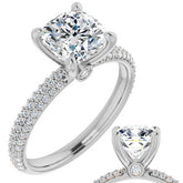 Cushion Moissanite Pave Engagement Ring