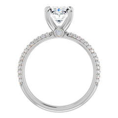 Oval Cut Moissanite Pave Engagement Ring