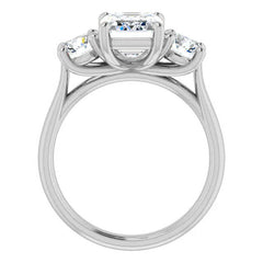 Emerald Moissanite Three-Stone Engagement Ring