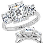 Emerald Moissanite Three-Stone Engagement Ring